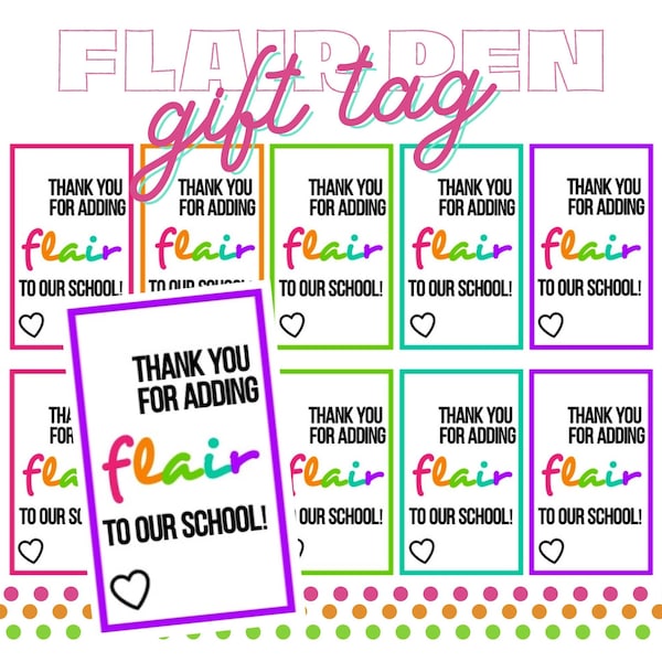 PRINTABLE Flair Pen Gift Tag | Teacher Appreciation Note | School Staff Thanks | Fun Teacher Thank You Idea | Digital Download