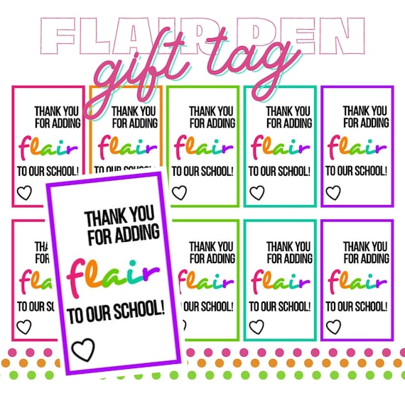 PRINTABLE Flair Pen Gift Tag Teacher Appreciation Note School Staff Thanks  Fun Teacher Thank You Idea Digital Download (Download Now) 