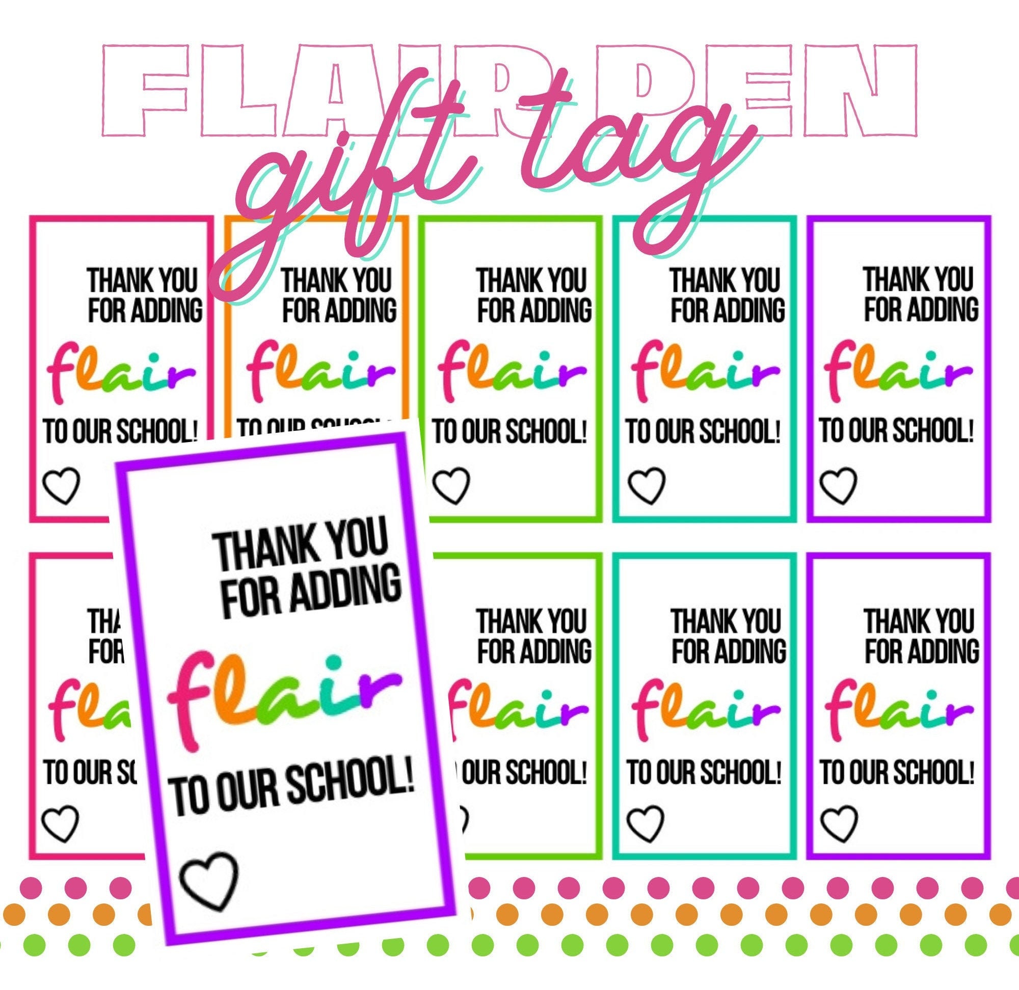 PRINTABLE Flair Pen Gift Tag Teacher Appreciation Note Etsy UK