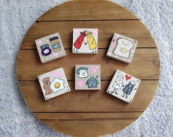 Food Couples Refrigerator Magnets (set of 6), Kitchen Fridge Decorations