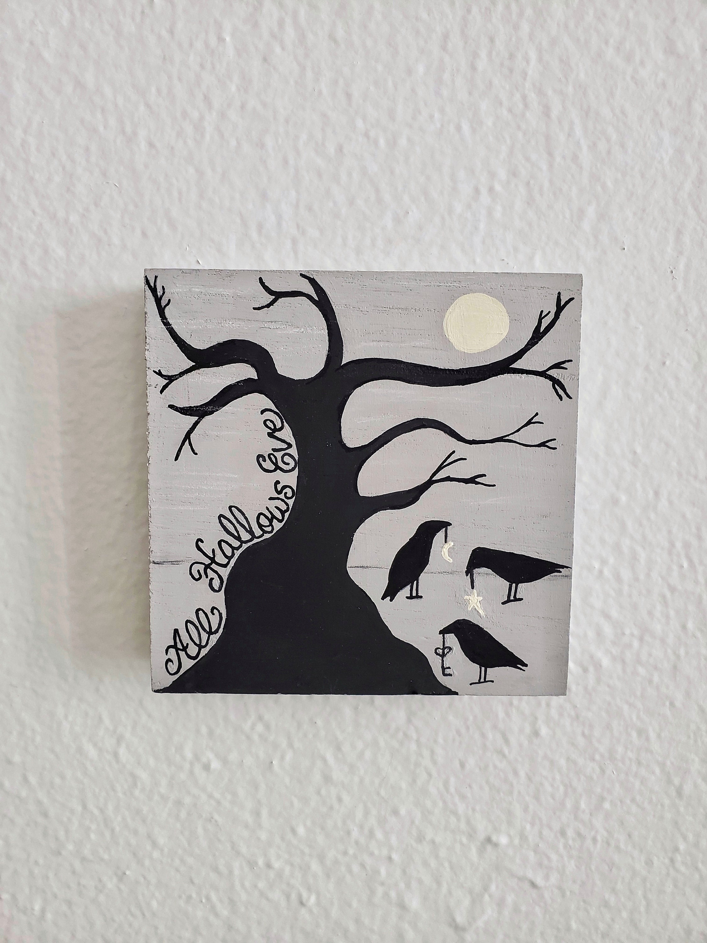 All Hallows Eve Spooky Magical Forest With Ravens, Moonlit Night Sky ...
