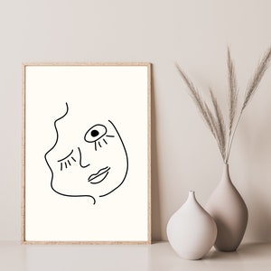 Abstract Art, Printable Art, Minimalist Abstract Print, Instant Download, Abstract Shapes, Minimalist Poster, Linear Face Art Linear, Girl