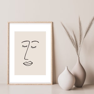 Abstract Art, Printable Art, Minimalist Abstract Print, Instant Download, Abstract Shapes, Minimalist Poster, Linear Face Art Linear Print