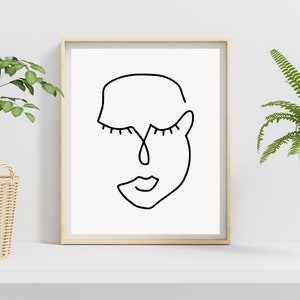 Abstract Art, Printable Art, Minimalist Abstract Print, Instant Download, Abstract Shapes, Minimalist Poster, Linear Face Art Linear Print