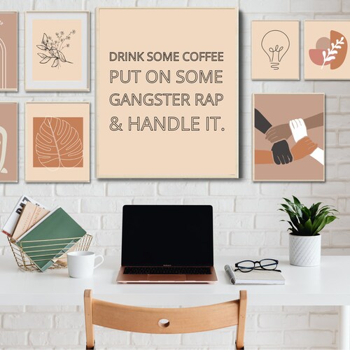 Home Office Set Set of 6 Prints Office Wall Decor Home Etsy