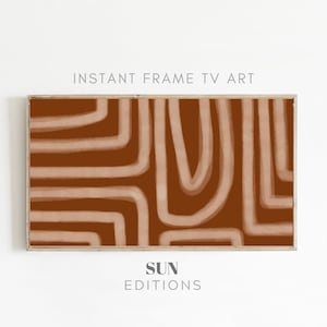 Samsung Frame TV Art Modern Painting, Arancione astratto, Parete della Galleria di metà secolo, Decorazione murale astratta