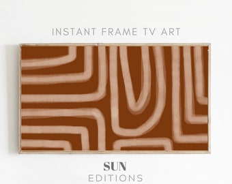 Samsung Frame TV Art Modern Painting, Orange abstract, Mid Century Gallery Wall, Abstract Wall Decor