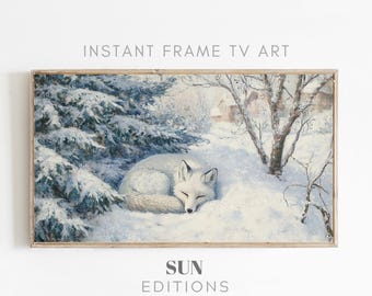 Samsung Frame TV Art Winter Wonderland Farmhouse Winter Wildlife wolf Digital Download