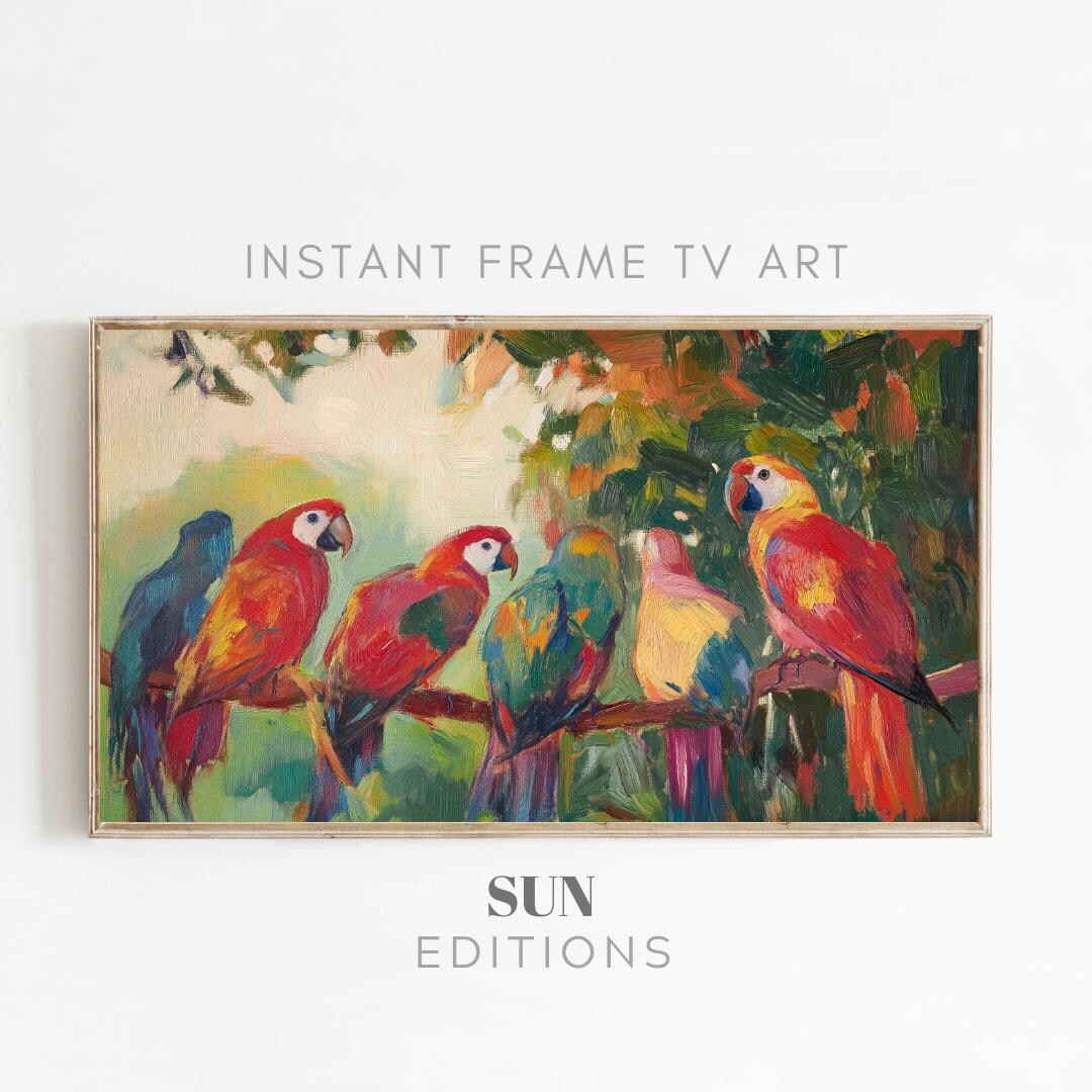 Colorful Birds Frame TV Art - Colorful Maximalist Decor - Digital ...