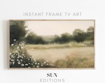 Vintage Abstract Spring Frame TV Art - Oil Minimal Painting - Antique Soft Muted Decor - Digital Download