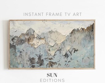 Modern Abstract Mountains Frame TV Art - Rustic Neutral Minimal Tv Art - Moody Neutral Oil Painting Screensaver