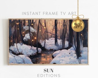 Vintage Painting Winter Magical Landscape Samsung Frame Tv Art | Christmas Landscape Tv Art | Winter Christmas Decor Frame Tv Art |