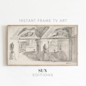 Samsung Frame TV Art Black and White Sketch, Frame TV Art Vintage Neutral, Art Line Samsung frame Tv Art, 4k TV, Instant Download