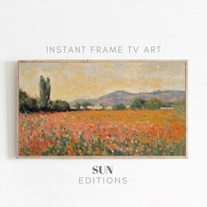 Levendige klaprozen TV-kunst Kleurrijke tv-kunst Schilderij Textuur Digitale download