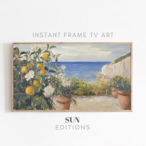 Coastal painting TV Art Summer TV Art Samsung Frame TV Art Spring Beach Decor Textured Seaside Tv Art Floral 4K Instant Digital Download