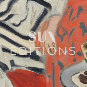 Puede incluir: Una pintura de una mujer con un vestido rojo sentada en una silla. Ella est&aacute; sosteniendo un plato de cuadrados de chocolate. La pintura est&aacute; firmada "SUN EDITIONS".