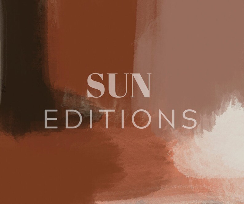 May include: Abstract background with brown, orange, and beige paint strokes. The text "SUN EDITIONS" is written in white.