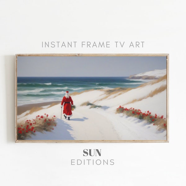 Frame TV Art Santa on the beach, Samsung Frame, digital download