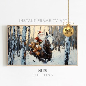 Christmas Frame Tv Art | Santa Art For Tv | Christmas Decor | Tv Wallpaper | Santa Claus Christmas Painting | Santa Frame Tv