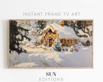 Christmas Painting Frame TV Art, Christmas Gingerbread House, Christmas Art for TV, Christmas Decor, Christmas Wall Art, Digital Download