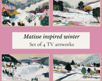 Abstracte Winter Wonderland Matisse geïnspireerd op 4 Samsung Frame TV Art