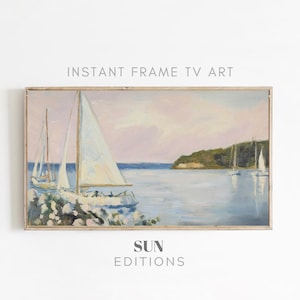 Sailboats TV Art Summer TV Art Samsung Frame TV Art Spring Beach Decor Textured Tv Art Floral 4K Instant Digital Download