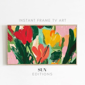 Colorful Abstract Flower Art for Samsung Frame TV - Digital Download - Spring Floral Decor