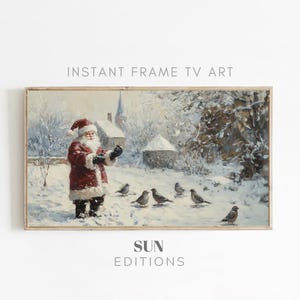 Vintage Santa Portrait Art for Frame TV - Christmas Decor - Animal Winter Art- Digital Download - Holiday Wall Art