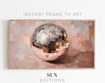 Disco Ball Painting Samsung Frame TV Art | Hand Drawn Ball Digital Download | Mirrorball Wall Art
