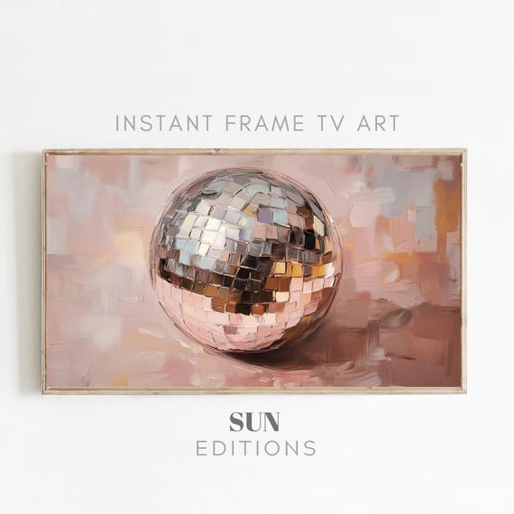 Disco Ball Painting Samsung Frame TV Art | Hand Drawn Ball Digital Download | Mirrorball Wall Art