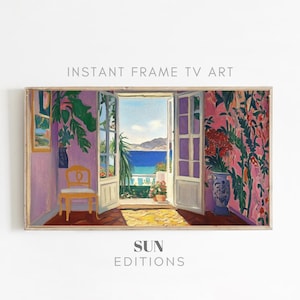 Coastal Beach View Soft Pastels Mattise Painting for Samsung Frame TV Art Digital Download