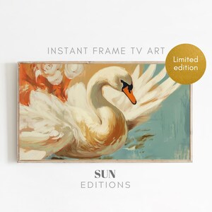Swan Painting Samsung Frame Tv Art | Textured Painting TV Frame | Frame TV Art Limited Edition