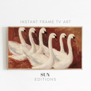 Samsung Frame TV Art Swan oil painting Digital Download