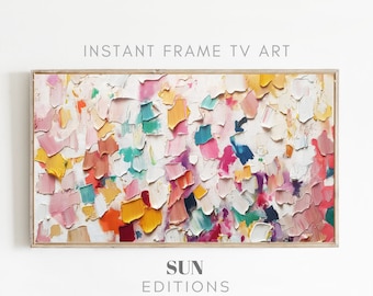 Samsung Frame TV Art abstract kleurrijk gestructureerd, Samsung Frame TV Art veelkleurig abstracte schilderkunst, 4K-kunst