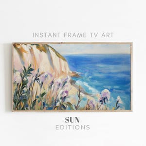 Coastal painting TV Art Summer TV Art Samsung Frame TV Art Spring Beach Decor Textured painting Tv Art Floral 4K Instant Digital Download