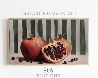 Frame Tv Art | Autumn Rustic Farmhouse | Digital Download | Wall Decor | Fruit Art Decor | Pomegranate Still Life Vintage Oil Painting