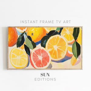 Samsung Frame TV Art Summer | Citrus Vibrant textured Painting | Summer Wall Decor | Summer Screensaver Digital Download