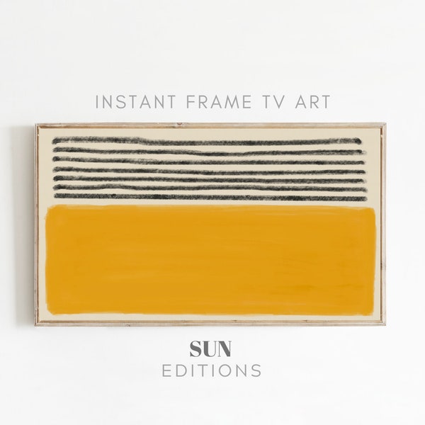 Samsung Frame TV Art Yellow Mid Century Wall Art Decor Art for Living Room Modern Mustard Minimalist Painting