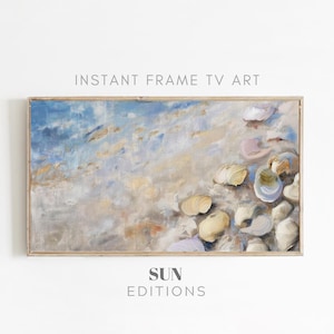Ocean shells TV Art Summer TV Art Samsung Frame TV Art Spring Beach Decor Textured Tv Art 4K Instant Digital Download