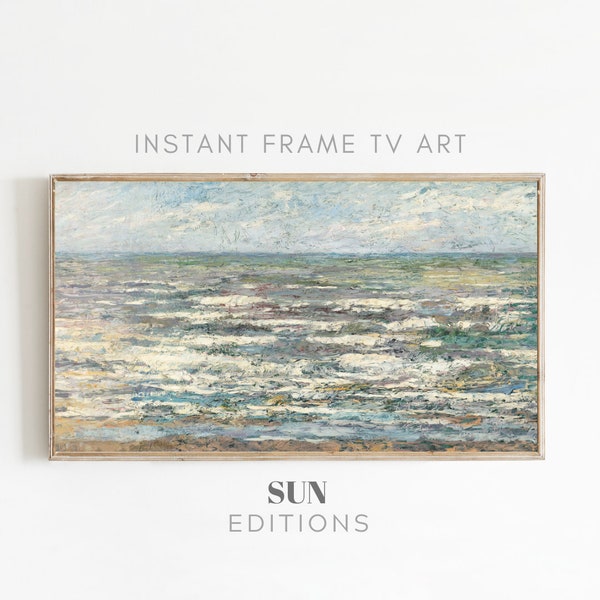 Samsung Frame TV Art Textured Ocean Painting | Summer TV Art | Original Painting | Coastal Painting| Instant download