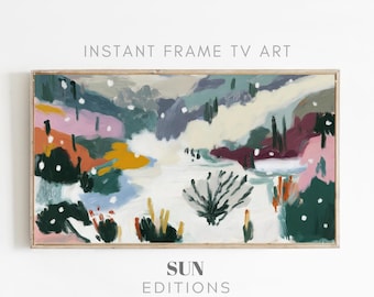 Abstract kleurrijk winterlandschap voor Samsung Frame TV Art (digitale download)