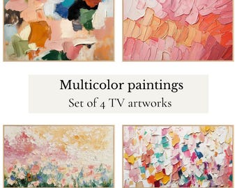Samsung Frame TV Art bundel abstracte kleurrijke textuur, veelkleurige schilderij, 4K-kunst