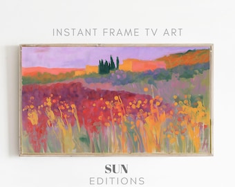 Cypress Hills Frame TV Art, Gouden Wilde Bloemen, Kleurrijk Schilderij, 4K Digitale Download