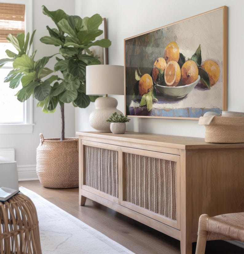 Frame Tv Art Digital Download | Rustic Farmhouse Art For Tv | Oranges Tv Art | Farmhouse Kitchen Decor | Fruit Bowl Still Life