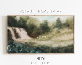Vintage Abstract Spring Frame TV Art - Oil floral Painting - Antique Soft Muted Decor - Greenery Tv Art - Digital Download