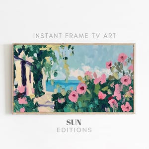 Seaside Coastal Landscape TV Art - Green Summer Decor - Digital Download for Samsung Frame TV