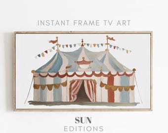 Samsung Frame TV Art Vintage Circus, grillige kinderkamerdieren schilderij, Instant Download