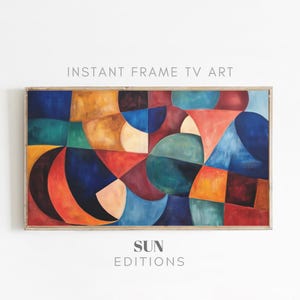 Samsung Frame TV Art abstract colorful, Samsung Frame TV Art Mid Century Modern Abstract painting, Boho Painting TV Art