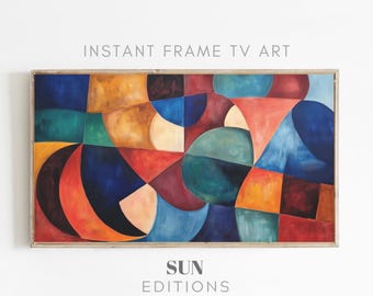 Samsung Frame TV Art abstract colorful, Samsung Frame TV Art Mid Century Modern Abstract painting, Boho Painting TV Art