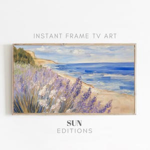 Coastal painting TV Art Summer TV Art Samsung Frame TV Art Spring Beach Decor Textured painting Tv Art Floral 4K Instant Digital Download
